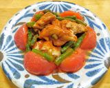 鳥もも肉と冷凍アスパラのトマト味噌炒め作り方6写真
