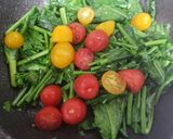 【簡単】トマトと菜の花の玉子炒め【減塩】作り方3写真