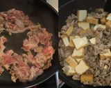 豚バラ肉と厚揚げと大根葉のポン酢炒作り方3写真