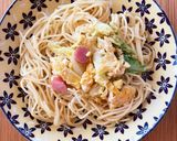 簡単✨キャベツとウインナーと卵の春パスタ作り方5写真