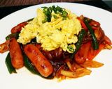 超簡単！ナポリタン風野菜炒め玉子乗せ！！作り方7写真
