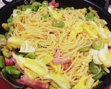 旬味そら豆と春キャベツのペペロンチーノ作り方5写真