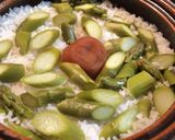 雪若丸でアスパラと梅の土鍋ご飯作り方3写真