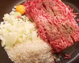 簡単ワンパン☆定番ハンバーグ☆玉葱炒めず作り方1写真