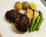 エリンギとアスパラ添え照り焼きハンバーグ作り方6写真