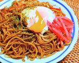 温泉卵のせ焼きそば作り方2写真