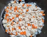鳥ひき肉に春キャベツの味噌あんかけ丼作り方3写真