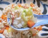 鳥ひき肉に春キャベツの味噌あんかけ丼作り方7写真