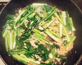 絶品ツナと小松菜のガーリックポン酢パスタ作り方3写真