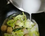 アイヌ葱と春キャベツ、肉団子の白餡かけ作り方7写真