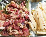 旬!たけのこと豚こま肉のバジルソース炒め作り方2写真