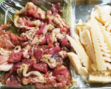 旬！たけのこと豚こま肉のバジルソース炒め作り方2写真