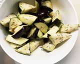 レンジ豚こまうま辛炒め味麻婆豆腐茄子作り方5写真