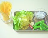 フライパン一つで作る　春野菜の和風パスタ作り方1写真