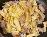 筍とバラ肉の卵とじ作り方3写真