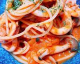 イカとベーコンのトマトソースパスタ作り方9写真