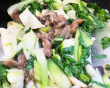小松菜と牛肩のオイスターソース炒め。作り方9写真