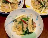圧力鍋でコウサイタイ（紅菜苔）のパスタ作り方4写真