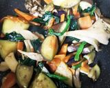 なす&舞茸&えびバター白だし醤油パスタ♡作り方5写真