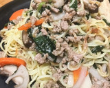 挽肉と筍と野菜の焼きそば作り方4写真