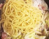 キャベツとキノコのクリームパスタ作り方7写真