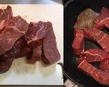 牛肉と新玉ねぎと蕪の葉の煎り酒煮作り方1写真