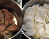 牛肉と新玉ねぎと蕪の葉の煎り酒煮作り方2写真