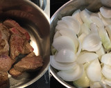 牛肉と新玉ねぎと蕪の葉の煎り酒煮作り方2写真
