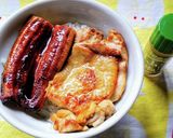 うなぎ＆チキンソテー！合い盛り丼作り方4写真