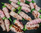お弁当★オクラの味噌にんにくピリ辛肉巻き作り方2写真