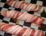 簡単！３つの味の豚バラ魚肉ソーセージ巻き作り方3写真