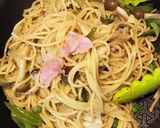 新玉とスナップエンドウの生ハムパスタ作り方5写真