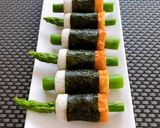 お弁当に★アスパラちくわの海苔巻き作り方3写真