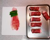 お弁当に!豚ロース肉のにら巻き作り方1写真