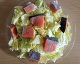 レンジで簡単♪春キャベツと鮭の重ね蒸し作り方2写真