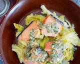 レンジで簡単♪春キャベツと鮭の重ね蒸し作り方3写真