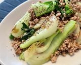 挽き肉とチンゲン菜のオイスターソース炒め作り方6写真