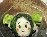 キャラ弁＊小松菜でおだんご頭の女の子作り方6写真