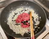 大豆と挽肉入りトマトソース作り方3写真