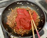 大豆と挽肉入りトマトソース作り方4写真