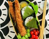 かしわ餅風おにぎりのキャラ弁♪作り方12写真