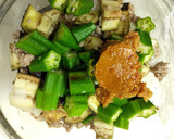 茄子とオクラと豚挽肉の味噌しょうゆ炒め作り方3写真