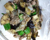 茄子とオクラと豚挽肉の味噌しょうゆ炒め作り方4写真