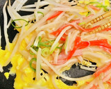 節約☆簡単一品！カニカマと卵のもやし炒め作り方4写真