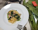 簡単ランチ！ほうれん草のクリームパスタ作り方8写真