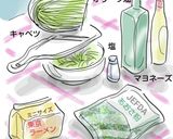 コールスローにチキンラーメンまぶし作り方1写真