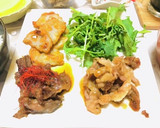 手抜き・豚肉・牛肉・2種類の焼肉プレート作り方3写真
