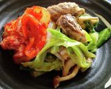 春キャベツ新玉ねぎ　サバ水煮炒め作り方4写真