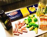 簡単芽キャベツとベーコンのクリームパスタ作り方1写真