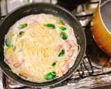 簡単芽キャベツとベーコンのクリームパスタ作り方5写真